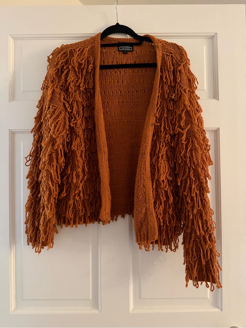 Angie Burnt Orange Fringe Knit Cardigan